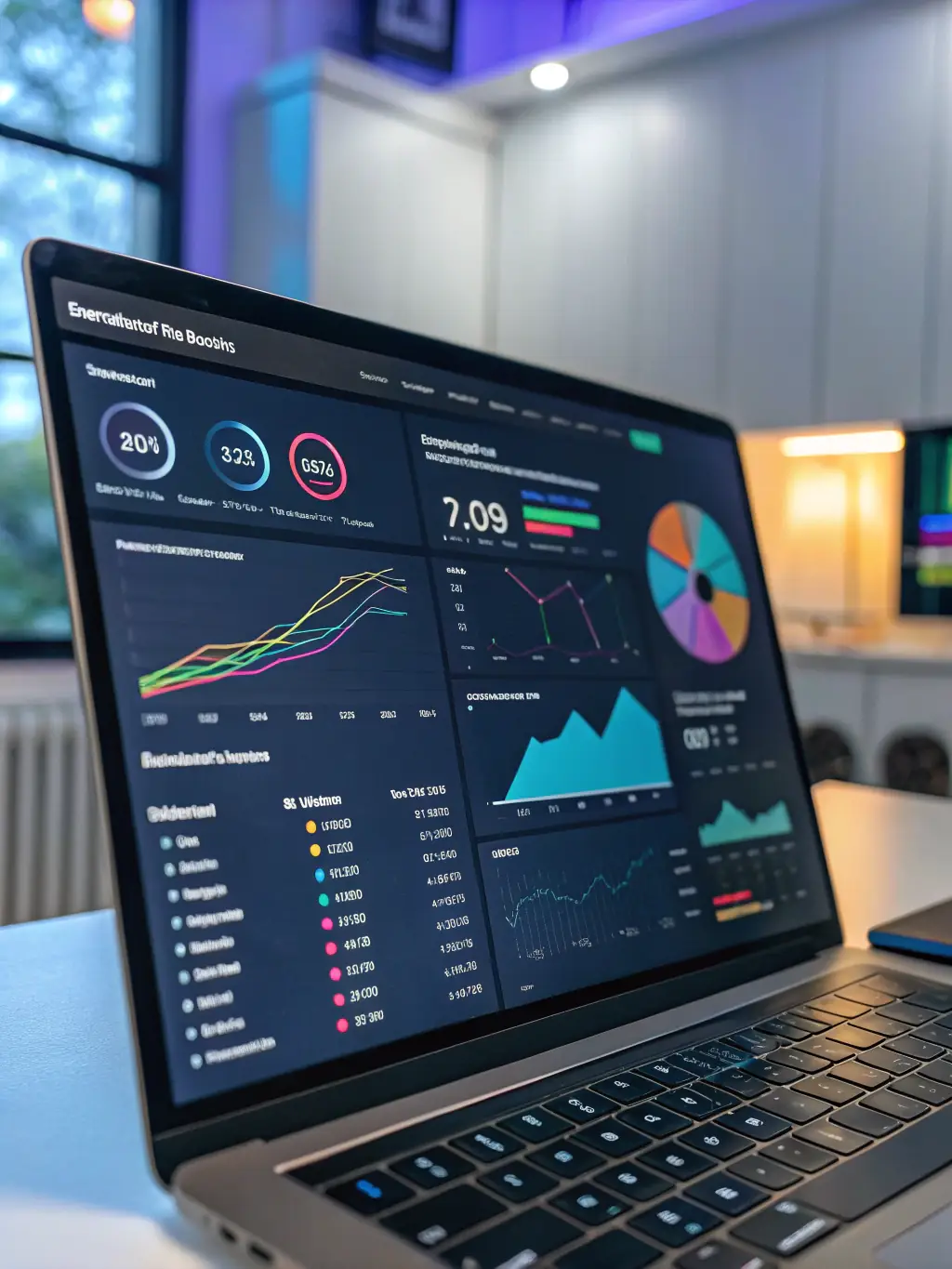 A dashboard displaying pharmacy analytics, including website traffic, sales data, and customer demographics.